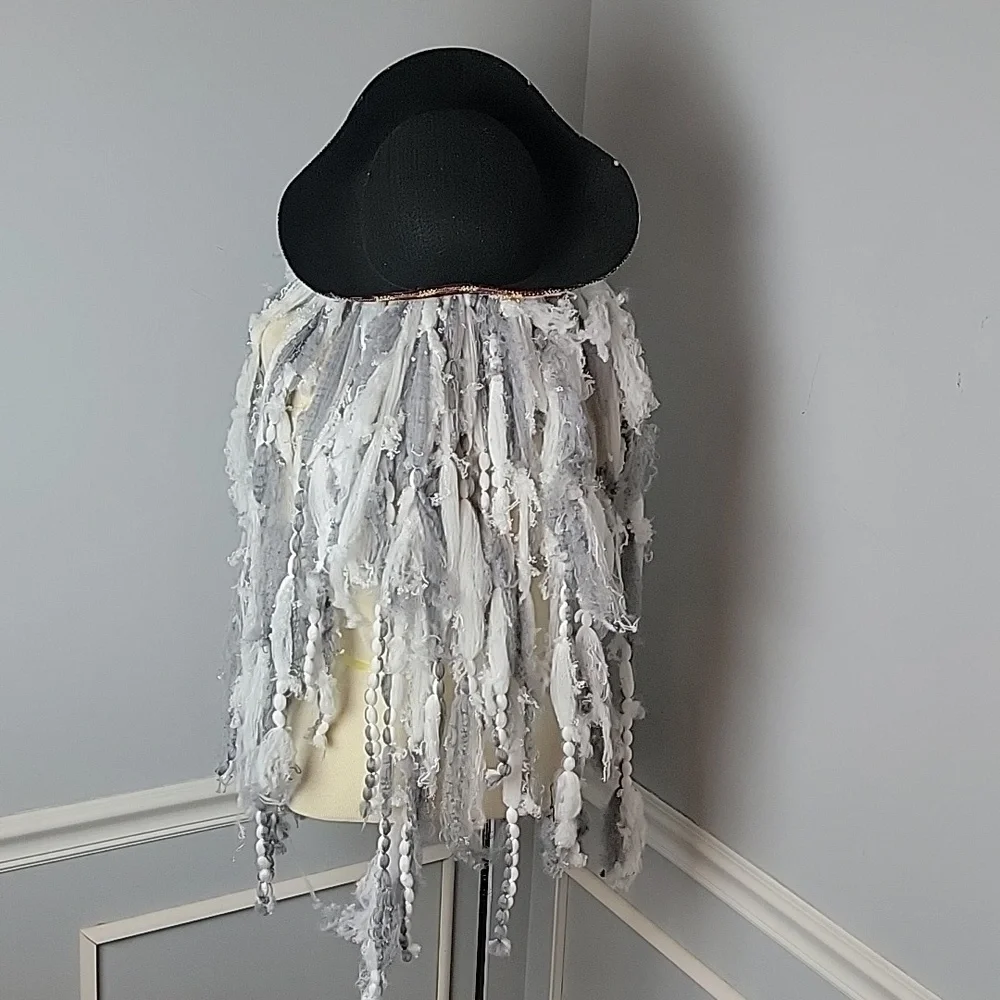 UPCYCLED Ghost Pirate Red Black Blazer‎ Jacket Dread Hair Hat Halloween Costume